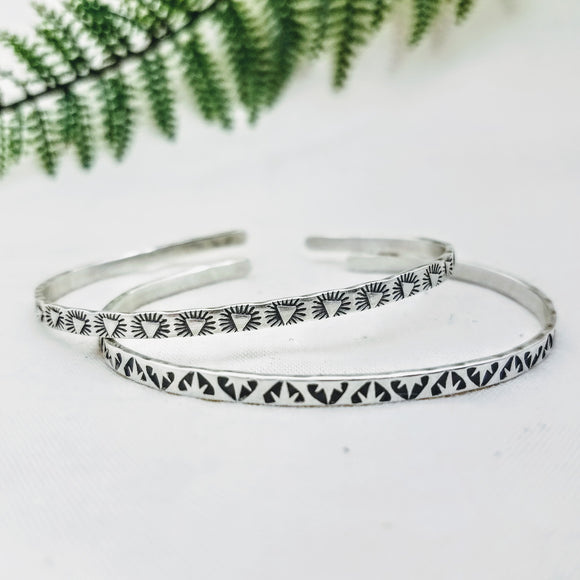 Stamped Stacking Cuff Bracelet Set - Silver Fern Handmade