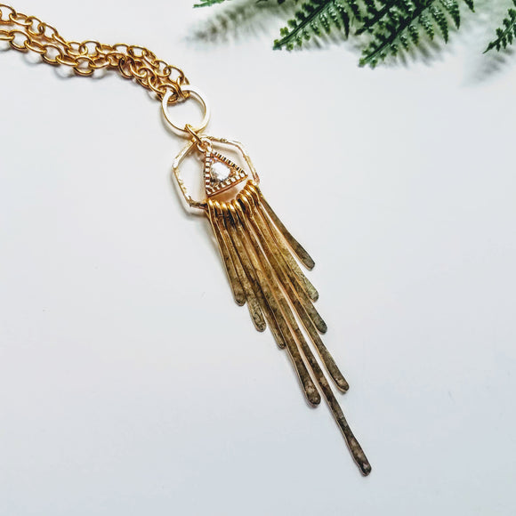 Golden Pyramid Necklace - Silver Fern Handmade