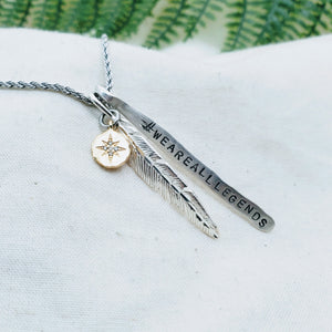#wearealllegends feather charm necklace