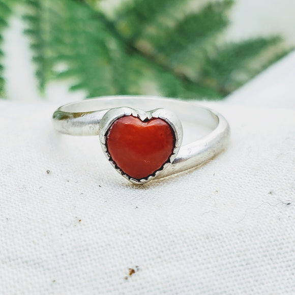 Coral Heart Swirl Ring - Silver Fern Handmade