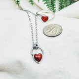 Tiny Coral Heart Necklace - Silver Fern Handmade