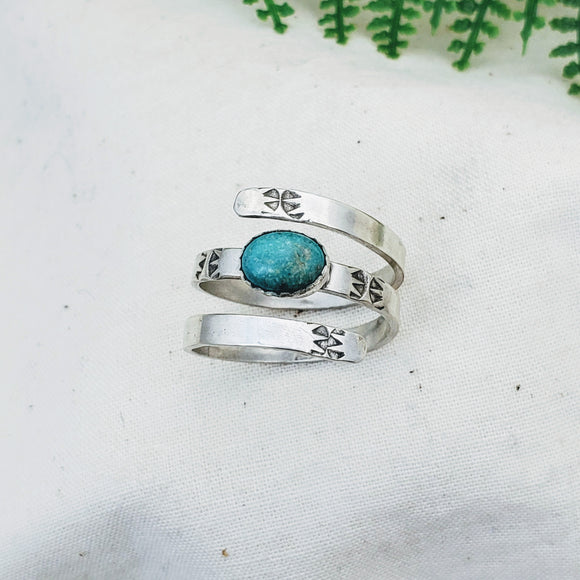 Oval Turquoise Wrap Ring - Silver Fern Handmade