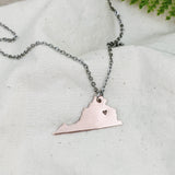 Heart marks the spot -choose your state- Necklace